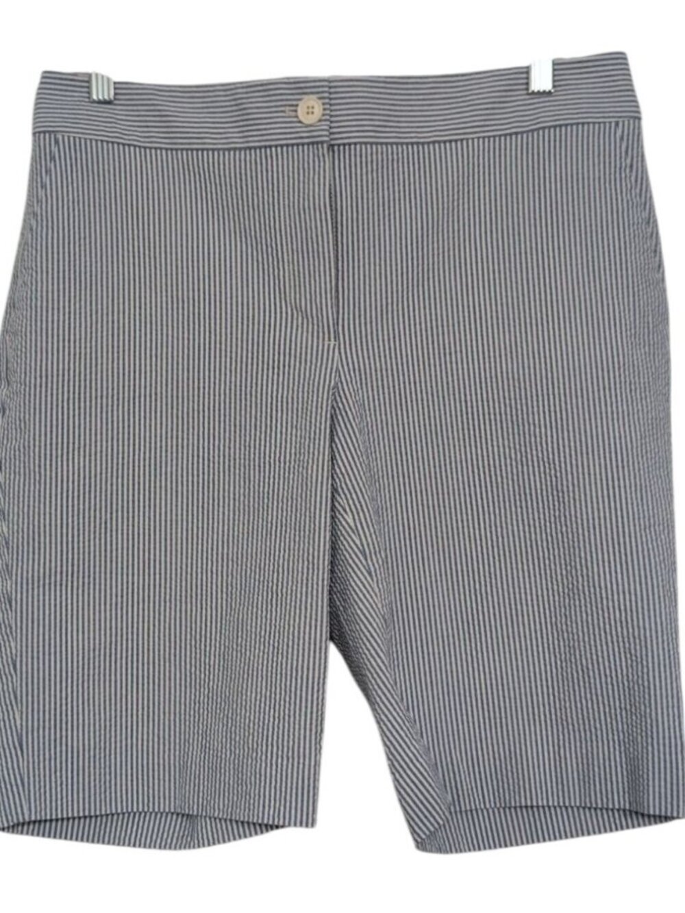 Talbots Seersucker Shorts Womens Size 6 Blue Stripe Bermuda Cotton Stretch Prepp